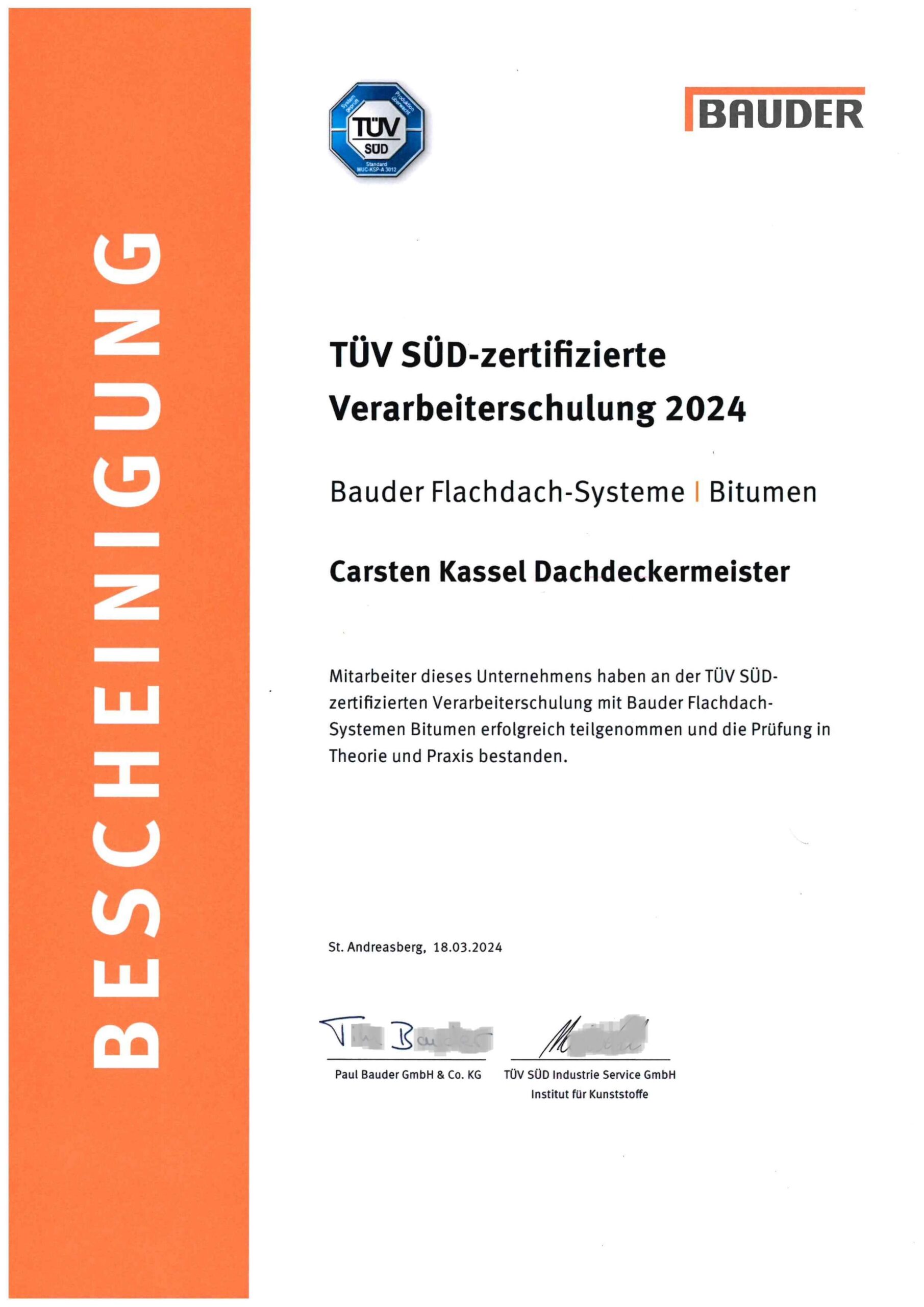2024-03-18_Bauder Flachdach-Systeme_Zertifikat Firma
